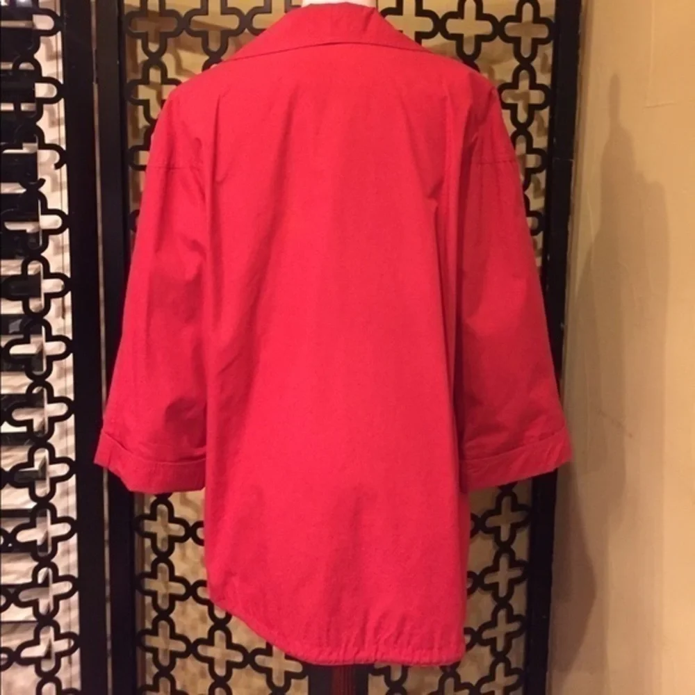 VINTAGE DVF RED 100% COTTON FRONT POCKETS  COAT/RAIN‎ COAT